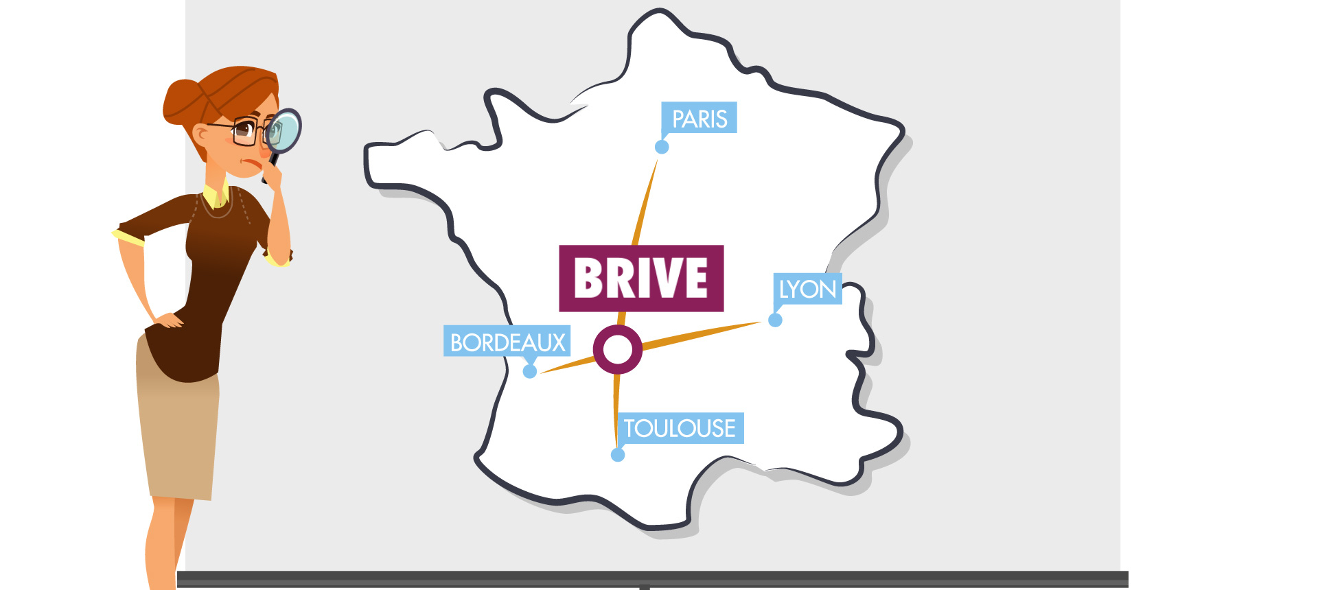Situation géographique de Brive, Corrèze, Sud Ouest